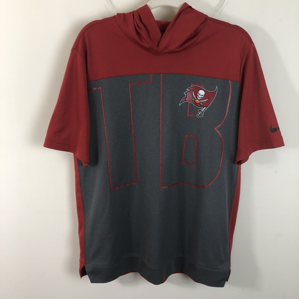Nike NFL Tampa Bay Buccaneers Performance Light Hoodie Shirt Mens M Gray Red